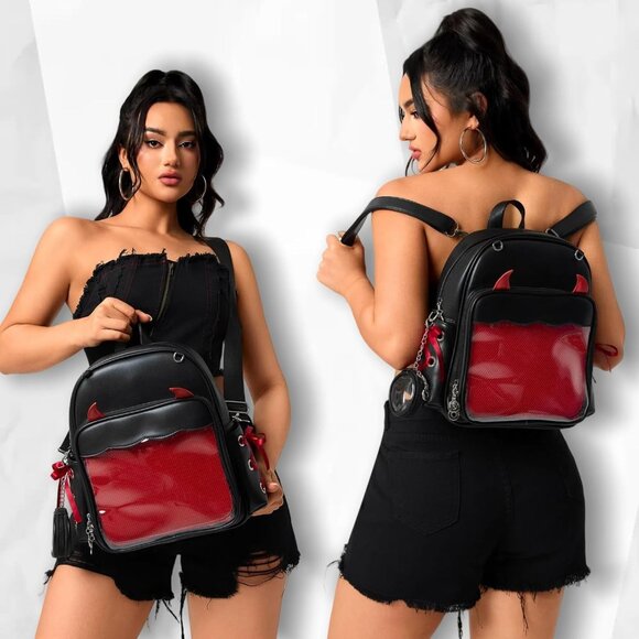 Gothic Ita Backpack with Pin Display and Inserts for Women Shoulder or Crossbody - Picture 2 of 9